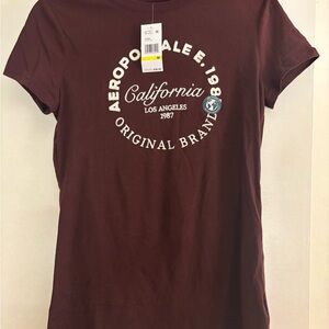 Aeropostale Burgundy California Logo Short Sleeve Tee